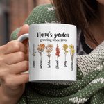 Personalized Birth Month Flower Mug Garden Coffee Cup Gift for Mom Grandma Grandparent Family Keepsake