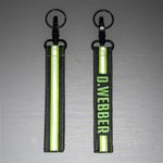 Personalized Reflective Firefighter Waterproof Solid Wrist Strap Keychain with Embroidered Name Gift for Fire Department