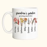 Personalized Birth Month Flower Mug Garden Coffee Cup Gift for Mom Grandma Grandparent Family Keepsake