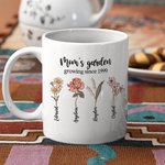 Personalized Birth Month Flower Mug Garden Coffee Cup Gift for Mom Grandma Grandparent Family Keepsake