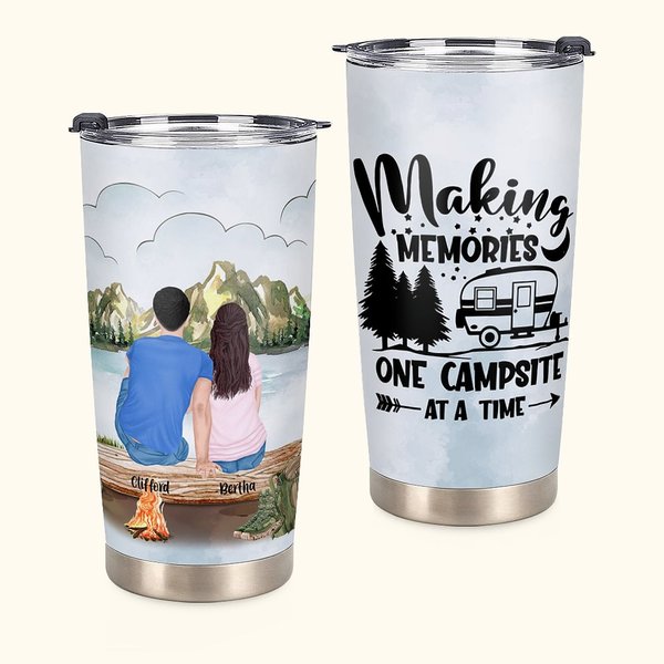 Vaso personalizado de 20oz con frases de camping para la familia Regalo de aniversario para uso diario