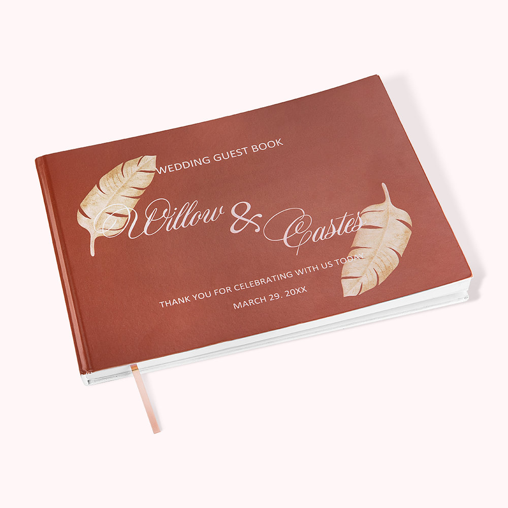 Personalized Boho Rustic Color Wedding Guest Book Horizontal Wedding