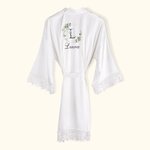 Henkilökohtainen Tyylikäs Bohemian Morsiusneito Satin Robe Pitsi-Trim Morsiusneito pukeutuminen puku Bachelorette Bridal Party Morsiusneito häät lahja