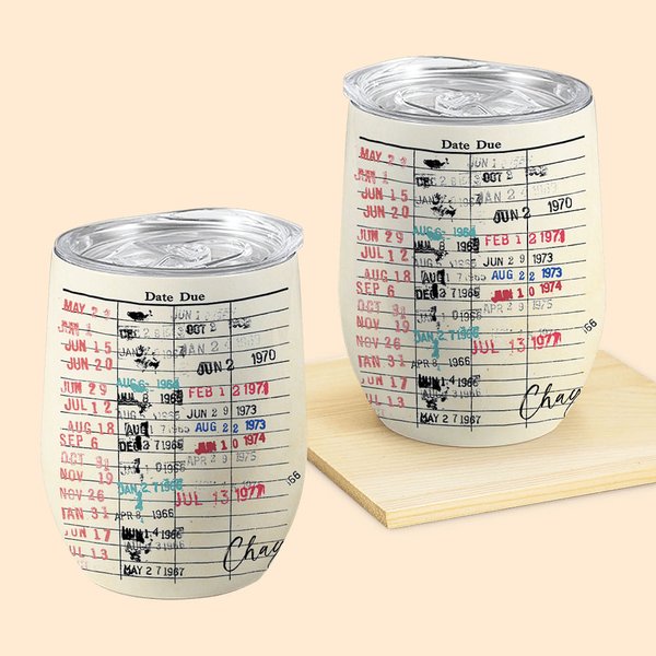 Vaso con Pajita Retro Personalizado Biblioteca Fecha de Vencimiento Regalo de Navidad Cumpleaños para Amantes de los Libros Club de Lectores Bookworm