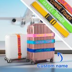 Personalised Adjustable Embroidery Name Luggage Strap for 20in - 28in Suitcase Travel Essential Birthday Gift for Travel Lover