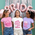 Personalised Disco Style T-Shirt with Name for Bridesmaid Bride Bachelorette Bridal Party Gift