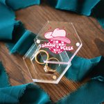 Personalized Disco Magnetic Wedding Ring Box Acrylic Hexagon Wedding Ceremony Ring Box with Name Ring Bearer for Proposal Gift Wedding Gift