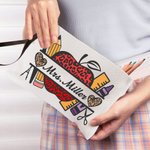 Personalised Teacher Makeup Bag Pencil Case Portable  Leopard Pencil Pouch Teacher Appreciation Thank You Gift End of School Back to School Gift