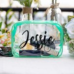 Personalised Clear PVC Make Up Pouch Bag with Zipper for Bridesmaid Bachelorette Party Bridesmaid Proposal Wedding Favor Gift