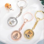 Personalisierter Abnehmbarer Haustier-Portrait Gravur Medaillon-Schlüsselanhänger mit 6 Schwebenden Charms Tierhaar Fell Andenkens- und Erinnerungsges