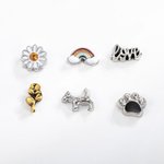 Personalisierter Abnehmbarer Haustier-Portrait Gravur Medaillon-Schlüsselanhänger mit 6 Schwebenden Charms Tierhaar Fell Andenkens- und Erinnerungsges