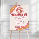 Personalized Disco Welcome Sign Retro Wedding Sign Birthday Party Decoration Bridal Shower Bachelorette Party Engagement Gift