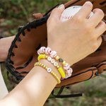 Personalized Baseball Softball Beaded Stretchy Bracelet Earring Set with Name and Number Birthday  Jewelry Gift for Sports Lover