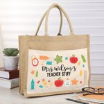 Personalised Jute Tote Bag With Name Environmental Friendly Reusable for Teacher Thank You Gift End of School Gift Back To School Gift