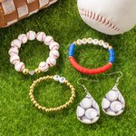 Personalized Baseball Softball Beaded Stretchy Bracelet Earring Set with Name and Number Birthday  Jewelry Gift for Sports Lover