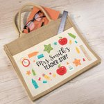 Personalised Jute Tote Bag With Name Environmental Friendly Reusable for Teacher Thank You Gift End of School Gift Back To School Gift