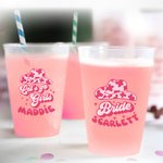 Personalized Set of 10 Disco Style Frosted Cups Plastic Cups with Name Gift for Wedding Bridesmaid Bachelor Party