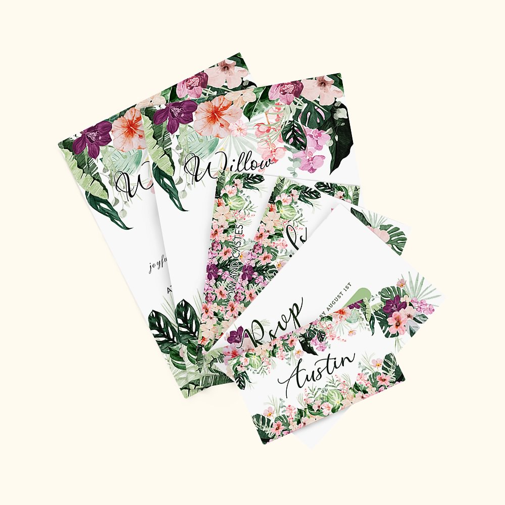 Suite d'invitations de mariage personnalisées style Hawaii avec nom des invités et date Lot de 6 cadeaux de mariage pour vos invités