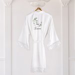 Henkilökohtainen Tyylikäs Bohemian Morsiusneito Satin Robe Pitsi-Trim Morsiusneito pukeutuminen puku Bachelorette Bridal Party Morsiusneito häät lahja