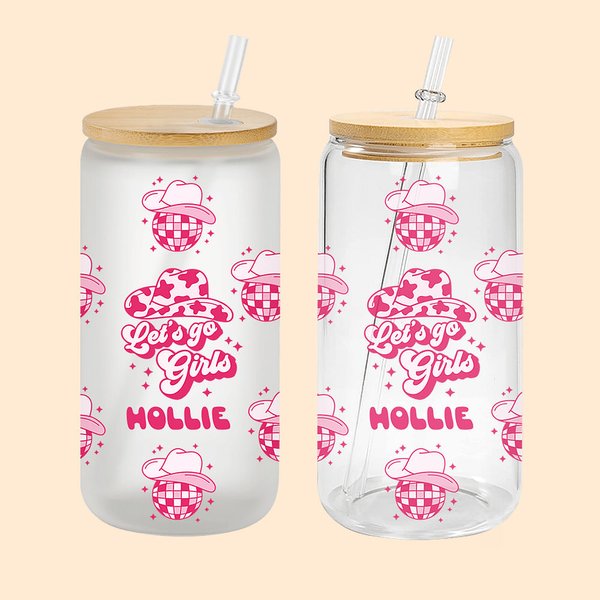 Gobelet en verre personnalisé 20oz Bridesmaid Disco Retro Iced Coffee Cup with Lid Straw Bridal Shower Bachelorette Party Engagement Gift