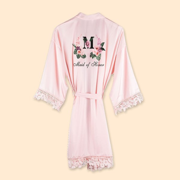 Peignoir Personnalisé avec Nom et Initiale Peignoir de Mariage de Style Hawaïen Cadeau pour Demoiselle d'Honneur