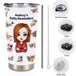 Personalisierte tägliche Erinnerungen Worte 20oz Tumbler Geburtstag Geschenk zurück zu Schule Geschenk für heiße und kalte Getränke