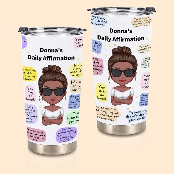 Personalized Daily Affirmation Encourage Words 20oz Tumbler Birthday Gift Back to School Gift Daily Use