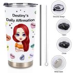 Gepersonaliseerde Dagelijkse Affirmatie Woorden 20oz Tumbler Verjaardag Gift Terug naar School Gift voor warme en koude dranken