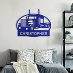 Personalised Semi Lorry Wall Sign Lorry Art Metal Sign with Text Tractor Trailer Gift for Lorry Driver for Room Farm Front Door Porch