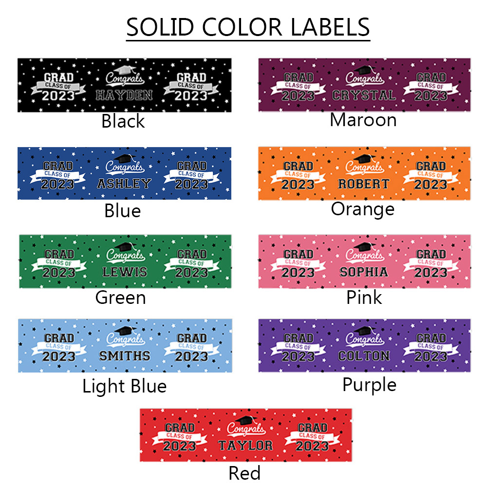 Personalized Waterproof Graduation Water Bottle Labels with Name
