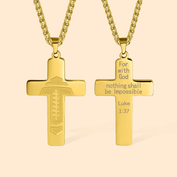 Personalizzato Football Baseball Croce Collana Versetto Bibbia Ciondolo Collana Sport Gioielli Religiosi Battesimo Accessorio Regalo per Lui