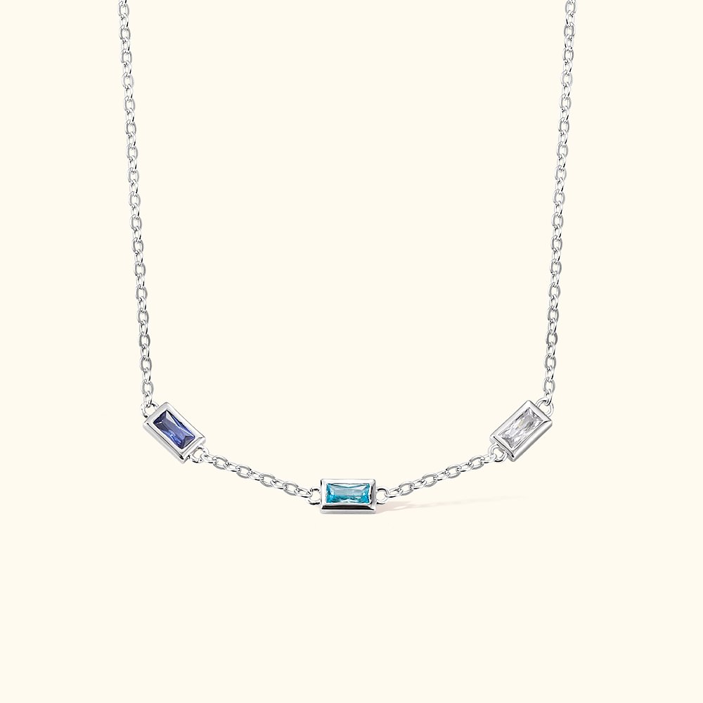 Collier de Famille avec 1-6 Pierres de Naissance Carrées pour Grand-Mère Maman Cadeau Anniversaire Fête des Mères