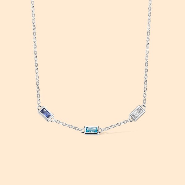 1-6 Square Birthstone Family Necklace for Mom
