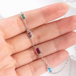 Personalised 1-6 Square Birthstone Family Necklace for Mom Grandma Mother's Day Birthday Anniversary Jewellery