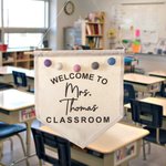 Appendiabiti personalizzato con nome dell'insegnante in stile bohémien con palline di feltro Segno di benvenuto per l'aula Regalo per l'insegnante Reg