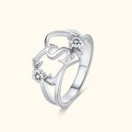 Personalised Initial Sterling Silver Ring with Heart and Flower Design Birthday Valentine's Day Gift for Women