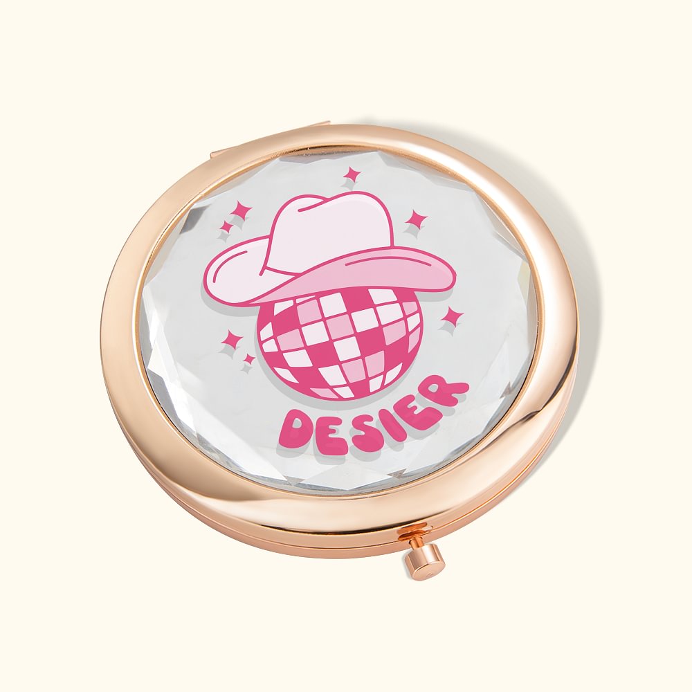 Miroir de maquillage personnalisé Disco Bridesmaid Miroir plié Bachelorette Party Wedding Party Bridesmaid Gift Christmas Birthday Gift