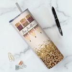 Personlig lärare liv Cheetah och Rainbow Print 20oz Skinny Tumbler för lärare uppskattning tillbaka till skolan gåva