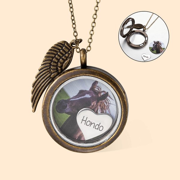 Horse Hair Tail Necklace with Charm & Photo