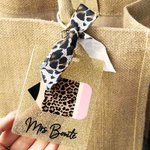 Gepersonaliseerde Glitter Luipaard Print Pencil Apple Regenboog kralen sleutelkoord en tas Tag Set terug naar school Waardering Gift voor leerkracht