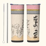 Vaso para lápices personalizado con tapa y pajita Material para profesores Fin de curso Vuelta al cole Regalo para el Día del Profesor