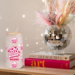 Gobelet en verre personnalisé 20oz Bridesmaid Disco Retro Iced Coffee Cup with Lid Straw Bridal Shower Bachelorette Party Engagement Gift