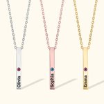 Gepersonaliseerde Kindernaam Baby Stats Ketting met Geboortesteen 3D Verticale Bar Ketting Eenvoudige Minimalistische Sieraden Nieuwe Moeder Dag Verja