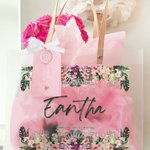 Personalized Transparent Plastic Gift Tote Bag with Handle for Bridesmaid Wedding Bachelorette Thank You Gift