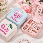 Personalized Disco Style PU Leather Jewellery Box Travel Case Jewellery Organizer Wedding Bachelor Party Gift for Bridesmaid Friend Girl