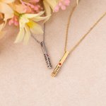 Gepersonaliseerde Kindernaam Baby Stats Ketting met Geboortesteen 3D Verticale Bar Ketting Eenvoudige Minimalistische Sieraden Nieuwe Moeder Dag Verja