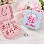 Personalized Disco Style PU Leather Jewellery Box Travel Case Jewellery Organizer Wedding Bachelor Party Gift for Bridesmaid Friend Girl