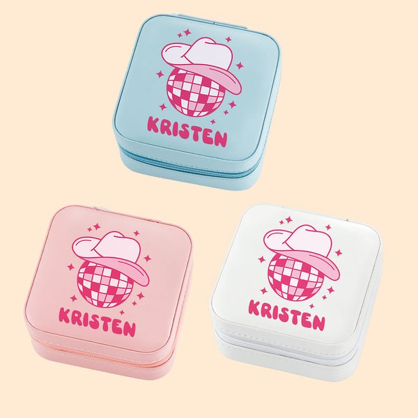 Disco Style PU Leather Jewelry Travel Case