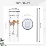 Personalizzato Fiore di nascita Skinny a doppia parete isolato 20 oz Tumbler con cannuccia e coperchio Regalo della nonna Regalo della madre Regalo di