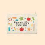 Personalized Makeup Bag Cotton Zip Pouch Pencil Pouch Emergency Kit with Name Teacher Gift Teacher Appreciation Gift End of School Gift